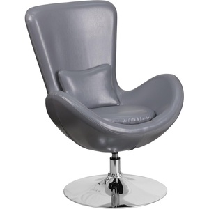 image:imageFlash Furniture Rally White LeatherSoft Saddle Wing OttomanGray Leathersoft