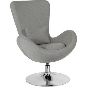 image:imageFlash Furniture Rally White LeatherSoft Saddle Wing OttomanLight Gray Fabric