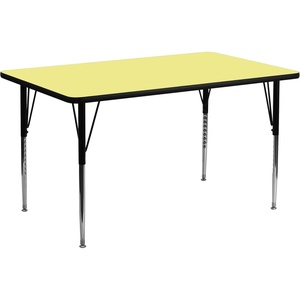 image:imageFlash Furniture Wren 30W x 72L Rectangular Yellow Thermal Laminate Activity Table  Standard Height Adjustable Legs  Height Adjustable Standard Legs Thermal Laminate 30x72 in FootprintYellow