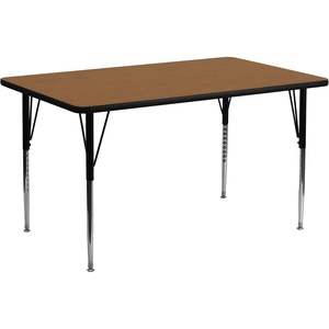 image:imageFlash Furniture Wren 30W x 72L Rectangular Yellow Thermal Laminate Activity Table  Standard Height Adjustable Legs  Height Adjustable Standard Legs Thermal Laminate 30x72 in FootprintOak
