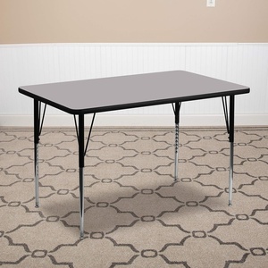 image:imageFlash Furniture Wren 30W x 72L Rectangular Yellow Thermal Laminate Activity Table  Standard Height Adjustable Legs  Height Adjustable Standard Legs Thermal Laminate 30x72 in FootprintGrey