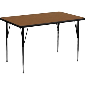 image:imageFlash Furniture Wren 48 x 30 HP Laminate Activity Table Oak  HP Laminate Surface Standard Height Adjustable Legs Classroom and Activity Use Commercial Grade