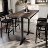 image:imageFlash Furniture Commercial 24x30 Tabletop and 22x22 XBase Natural  Bar Height Black Cast Iron Base AntiRust Indoor Use 22x22 in Base FootprintDark Brown TopBlack Base