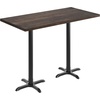 image:imageFlash Furniture Commercial 24x30 Tabletop and 22x22 XBase Natural  Bar Height Black Cast Iron Base AntiRust Indoor Use 22x22 in Base FootprintDark Brown TopBlack Base