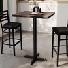 image:imageFlash Furniture Commercial 24x30 Tabletop and 22x22 XBase Natural  Bar Height Black Cast Iron Base AntiRust Indoor Use 22x22 in Base FootprintDark Brown TopBlack Base