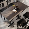 image:imageFlash Furniture Commercial 24x30 Tabletop and 22x22 XBase Natural  Bar Height Black Cast Iron Base AntiRust Indoor Use 22x22 in Base FootprintDark Brown TopBlack Base