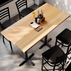 image:imageFlash Furniture Commercial 24x30 Tabletop and 22x22 XBase Natural  Bar Height Black Cast Iron Base AntiRust Indoor Use 22x22 in Base FootprintNatural TopBlack Base