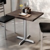 image:imageFlash Furniture Commercial 24x30 Tabletop and 22x22 XBase Natural  Dining Height Black Cast Iron Base AntiRust Indoor Use 22x22 in Base FootprintDark Brown TopSilver Base