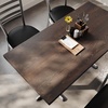 image:imageFlash Furniture Commercial 24x30 Tabletop and 22x22 XBase Natural  Dining Height Black Cast Iron Base AntiRust Indoor Use 22x22 in Base FootprintDark Brown TopSilver Base