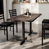 image:imageFlash Furniture Commercial 24x30 Tabletop and 22x22 XBase Natural  Dining Height Black Cast Iron Base AntiRust Indoor Use 22x22 in Base FootprintDark Brown TopBlack Base