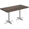 image:imageFlash Furniture Commercial 24x30 Tabletop and 22x22 XBase Natural  Dining Height Black Cast Iron Base AntiRust Indoor Use 22x22 in Base FootprintDark Brown TopSilver Base