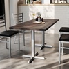image:imageFlash Furniture Commercial 24x30 Tabletop and 22x22 XBase Natural  Dining Height Black Cast Iron Base AntiRust Indoor Use 22x22 in Base FootprintDark Brown TopSilver Base