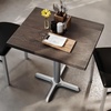 image:imageFlash Furniture Commercial 24x30 Tabletop and 22x22 XBase Natural  Dining Height Black Cast Iron Base AntiRust Indoor Use 22x22 in Base FootprintDark Brown TopSilver Base