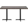 image:imageFlash Furniture Commercial 24x30 Tabletop and 22x22 XBase Natural  Dining Height Black Cast Iron Base AntiRust Indoor Use 22x22 in Base FootprintDark Brown TopBlack Base
