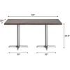 image:imageFlash Furniture Commercial 24x30 Tabletop and 22x22 XBase Natural  Dining Height Black Cast Iron Base AntiRust Indoor Use 22x22 in Base FootprintDark Brown TopSilver Base