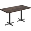 image:imageFlash Furniture Commercial 24x30 Tabletop and 22x22 XBase Natural  Dining Height Black Cast Iron Base AntiRust Indoor Use 22x22 in Base FootprintDark Brown TopBlack Base