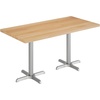 image:imageFlash Furniture Commercial 24x30 Tabletop and 22x22 XBase Natural  Dining Height Black Cast Iron Base AntiRust Indoor Use 22x22 in Base FootprintNatural TopSilver Base