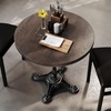 image:imageFlash Furniture Commercial 30 Round Tabletop and Bistro Base Dark Brown  Black Cast Iron Base AntiRust Indoor UseDark Brown TopBlack Base