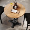image:imageFlash Furniture Commercial 30 Round Tabletop and Bistro Base Dark Brown  Black Cast Iron Base AntiRust Indoor UseNatural TopBlack Base