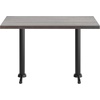 image:imageFlash Furniture Commercial 30x48 Tabletop and Dual TBase Natural  Dining Height Silver Cast Iron Base AntiRust Indoor Use Dual in Base FootprintDark Brown TopBlack Base