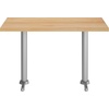 image:imageFlash Furniture Commercial 30x48 Tabletop and Dual TBase Natural  Dining Height Silver Cast Iron Base AntiRust Indoor Use Dual in Base FootprintNatural TopSilver Base