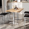 image:imageFlash Furniture Commercial 30x48 Tabletop and Dual TBase Natural  Dining Height Silver Cast Iron Base AntiRust Indoor Use Dual in Base FootprintNatural TopSilver Base