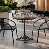 image:imageFlash Furniture TopGuard 3125 Round Tabletop and Bistro Base Dark Brown  Outdoor Use Seamless Surface Technology Resists UV Moisture Scratches and Heat Black BaseDark BrownBlack Base