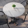 image:imageFlash Furniture TopGuard 3125 Round Tabletop and Bistro Base Dark Brown  Outdoor Use Seamless Surface Technology Resists UV Moisture Scratches and Heat Black BaseWhite Faux MarbleBlack Base