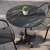 image:imageFlash Furniture TopGuard 3125 Round Tabletop and Bistro Base Dark Brown  Outdoor Use Seamless Surface Technology Resists UV Moisture Scratches and Heat Black BaseBlack Faux MarbleBlack Base
