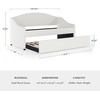 image:imageMartha Stewart Anya Twin Upholstered Daybed with Trundle OffWhite  PullOut Trundle Cushioned Headboard and Footboard No Box Spring Required
