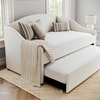 image:imageMartha Stewart Anya Twin Upholstered Daybed with Trundle OffWhite  PullOut Trundle Cushioned Headboard and Footboard No Box Spring Required