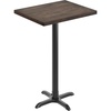 image:imageFlash Furniture Commercial 24x30 Tabletop and 22x22 XBase Natural  Bar Height Black Cast Iron Base AntiRust Indoor Use 22x22 in Base FootprintDark Brown TopBlack Base