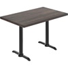 image:imageFlash Furniture Commercial 30x48 Tabletop and Dual TBase Natural  Dining Height Silver Cast Iron Base AntiRust Indoor Use Dual in Base FootprintDark Brown TopBlack Base
