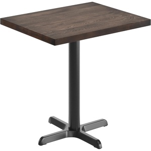 image:imageFlash Furniture Commercial 24x30 Tabletop and 22x22 XBase Natural  Dining Height Black Cast Iron Base AntiRust Indoor Use 22x22 in Base FootprintDark Brown TopBlack Base