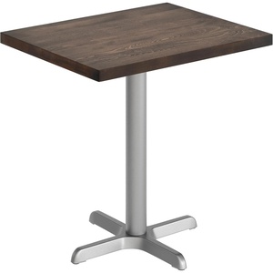 image:imageFlash Furniture Commercial 24x30 Tabletop and 22x22 XBase Natural  Dining Height Black Cast Iron Base AntiRust Indoor Use 22x22 in Base FootprintDark Brown TopSilver Base