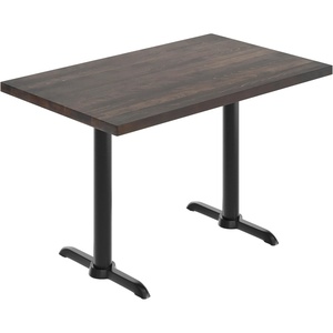 image:imageFlash Furniture Commercial 30x48 Tabletop and Dual TBase Natural  Dining Height Silver Cast Iron Base AntiRust Indoor Use Dual in Base FootprintDark Brown TopBlack Base