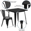 image:imageFlash Furniture 5Piece Commercial 315 Square Metal Dining Table and Chairs Set IndoorOutdoor Dining Set with Table and 4 Stackable Chairs Black  Commercial Use IndoorOutdoor UseBlack