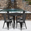 image:imageFlash Furniture 5Piece Commercial 315 Square Metal Dining Table and Chairs Set IndoorOutdoor Dining Set with Table and 4 Stackable Chairs Black  Commercial Use IndoorOutdoor UseBlack