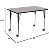 image:imageFlash Furniture 72x36 in Rectangular Activity Table Oak  Mobile Height Adjustable Standard Legs Thermal Laminate 36x72 in FootprintGrey