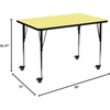 image:imageFlash Furniture 72x36 in Rectangular Activity Table Oak  Mobile Height Adjustable Standard Legs Thermal Laminate 36x72 in FootprintYellow