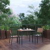 image:imageFlash Furniture Lark 3 Piece Patio Table Set  Synthetic Teak Poly Slats  35 Square Steel Framed Table with 2 Faux Teak Chairs  IndoorOutdoor Synthetic Teak Poly Slats Steel Framed Table Umbrella HoleTeak