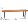 image:imageFlash Furniture Solid Acacia Solid Acacia Wood Patio Bench Natural  Slatted Top Gray Flared Legs 500 LB Capacity Seats 2