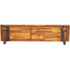 image:imageFlash Furniture Solid Acacia Solid Acacia Wood Patio Bench Natural  Slatted Top Gray Flared Legs 500 LB Capacity Seats 2