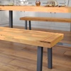 image:imageFlash Furniture Solid Acacia Solid Acacia Wood Patio Bench Natural  Slatted Top Gray Flared Legs 500 LB Capacity Seats 2