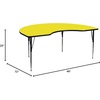 image:imageFlash Furniture Wren 48W x 72L Kidney Grey HP Laminate Activity Table  Standard Height Adjustable Legs  Height Adjustable Standard Legs HP Laminate 48x72 in FootprintYellow