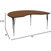 image:imageFlash Furniture Wren 48W x 72L Kidney Grey HP Laminate Activity Table  Standard Height Adjustable Legs  Height Adjustable Standard Legs HP Laminate 48x72 in FootprintOak