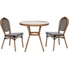 image:imageFlash Furniture 315 Glass Top Table and 2 Stack Chairs BlackWhite  Commercial Grade IndoorOutdoor Use PE Rattan 2 Stack Chairs