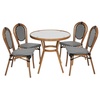 image:imageFlash Furniture 315 Glass Top Table and 4 Stack Chairs BlackWhite  Commercial Grade IndoorOutdoor Use PE Rattan 4 Stack Chairs