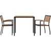 image:imageFlash Furniture 35 in Table 2 Club Chairs 3Piece Set  IndoorOutdoor Synthetic Teak Poly Slats Steel Framed Table Umbrella Hole