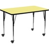 image:imageFlash Furniture 72x36 in Rectangular Activity Table Oak  Mobile Height Adjustable Standard Legs Thermal Laminate 36x72 in FootprintYellow